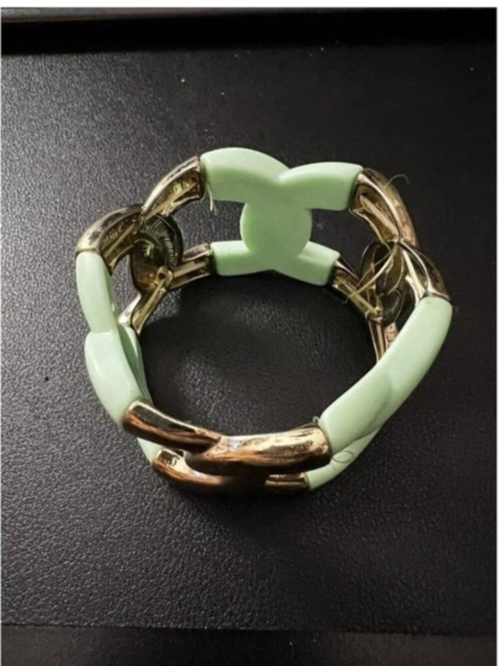 Seafoam Green & Goldtone Stretch Bracelet